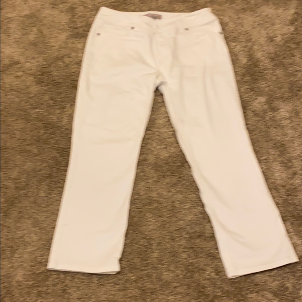 Chico’s 00 white cropped jeans, mint - Picture 1 of 5